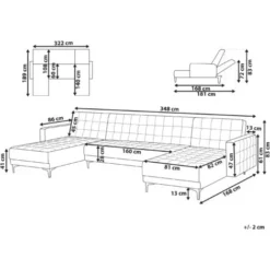 Divano Letto A Forma Di U In Velluto Nero Componibile A 5 Posti Aberdeen -Negozio al dettaglio VIDAXL || HOMCOM || Songmics 97776648 3