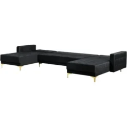 Divano Letto A Forma Di U In Velluto Nero Componibile A 5 Posti Aberdeen -Negozio al dettaglio VIDAXL || HOMCOM || Songmics 97776648 5