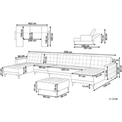 Divano A U Da 6 Posti Con Ottomana Velluto Nero Moderno Aberdeen -Negozio al dettaglio VIDAXL || HOMCOM || Songmics 97776651 3
