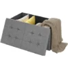 WOLTU Pouf Contenitore. Cassapanca Poggiapiedi Pieghevole Da 80L Con Coperchio Rimovibile. Panca Contenitore In Lino Oxford. Seduta Imbottita. 76x38x38cm. Grigio Chiaro