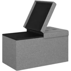 WOLTU Pouf Contenitore. Cassapanca Poggiapiedi Pieghevole Da 80L Con Coperchio Rimovibile. Panca Contenitore In Lino Oxford. Seduta Imbottita. 76x38x38cm. Grigio Chiaro -Negozio al dettaglio VIDAXL || HOMCOM || Songmics 97845178 3