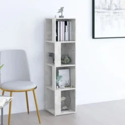 Nova Libreria Angolare Con 4 Scomparti Design Moderno Vari Colori Colore : Cemento