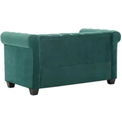 Divano Chesterfield A 2 Posti Divano Fisso Sofa Da Soggiorno In Velluto 146x75x72 Cm Verde ITD32086 -Negozio al dettaglio VIDAXL || HOMCOM || Songmics 99901251 3