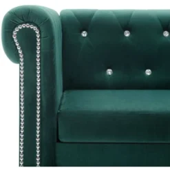Divano Chesterfield A 2 Posti Divano Fisso Sofa Da Soggiorno In Velluto 146x75x72 Cm Verde ITD32086 -Negozio al dettaglio VIDAXL || HOMCOM || Songmics 99901251 4